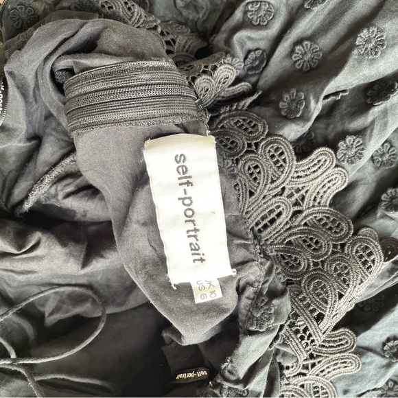 Self-Portrait “Ivy” Cotton Swiss Dot Dress with Lace - Picture 4 of 7